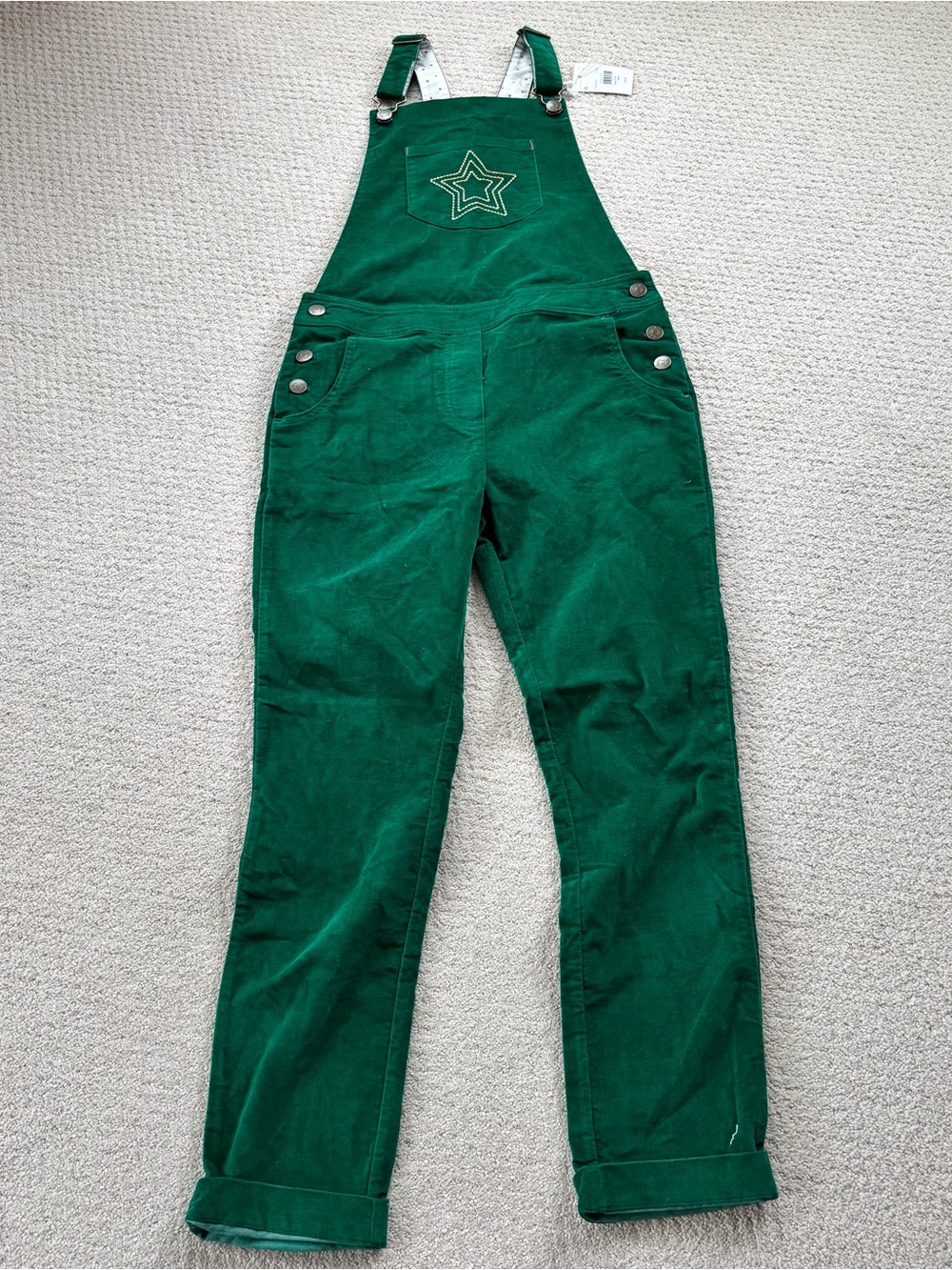 Mini boden Green Velvet Overalls Jumpsuit